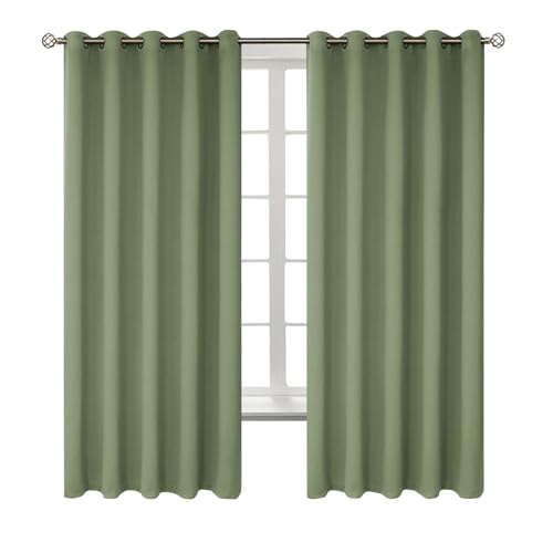 Grass Green Blackout Curtains for Bedroom 63 Inch Long (Grass Green / 70"W x 63"L (Pack of 2))