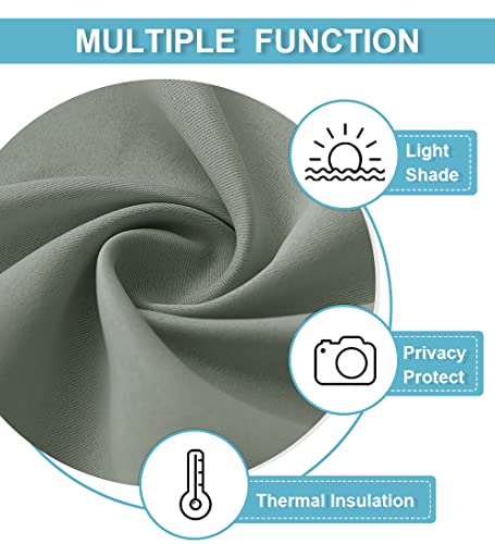 Small Window Curtains 45 inches Length for Kitchen Cafe Bathroom (Grayish Green / 42"W x 45"L (Pack of 2))