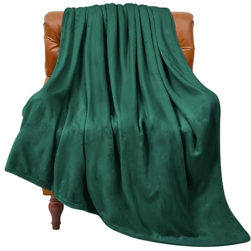 Fleece Blanket Soft Plush Twin Size Blanket Forest Green 60"x80" (Forest Green / Twin(60"x80"))