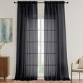 Black Sheer Curtains 120 Inches Long 2 Panels Set (Black / 59"W x 120"L (Pack of 2))