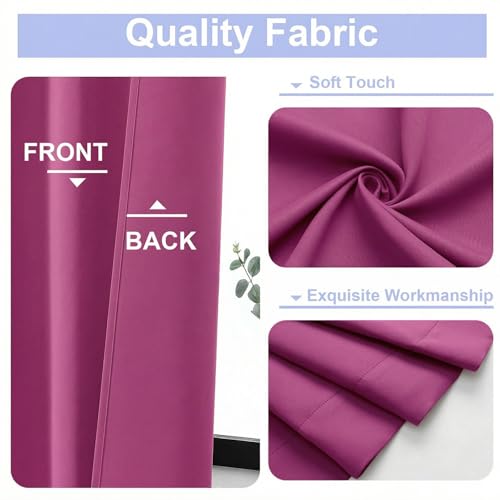 Ava Hot Pink Blackout Curtains for Bedroom 63 Inch Length 2 Panels Set (Hot Pink / 40"W x 63"L (Pack of 2))