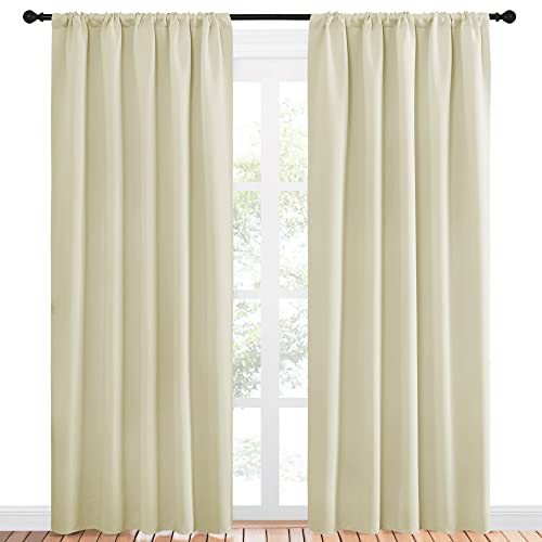 Room Darkening Curtains for Bedroom (Beige / 52"W x 84"L (Pack of 2))