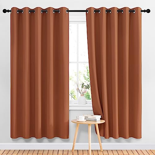 Blackout Sliding Door Curtains 2 Panels (Burnt Orange / 66"W x 72"L (Pack of 2))