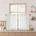 Beige White Linen Curtains for Kitchen Windows Over Sink Neutral 30 Inch Length Back Tab and Rod Pocket Light Filtering Semi Sheer Cafe Curtain for Bathroom RV Small Window 40 x 30 Inch (40"W x 30"L (Pack of 2) / Beige White)