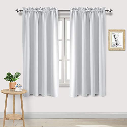 Blackout Curtains for Bedroom Living Room 52 x 63 Inch Long 2 Panels (Greyish White / 52"W x 63"L (Pack of 2))