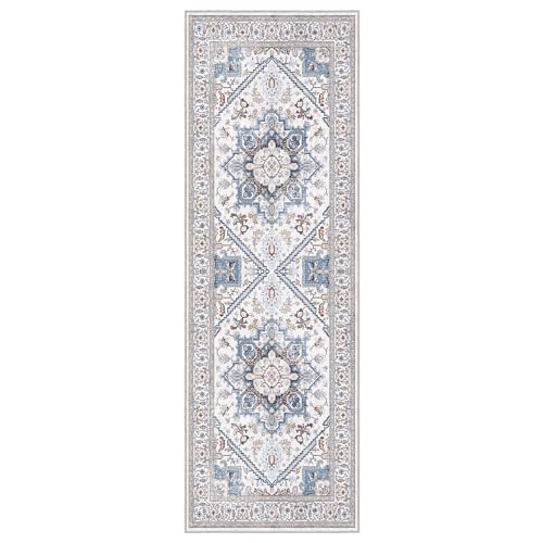 Soft Area Rugs 2x6 (2' x 6' (Runner) / Cream White & Blue)