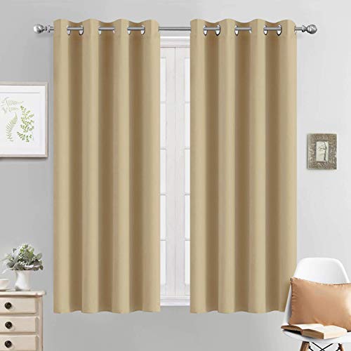 Room Darkening Curtains 52x54 inch Length Beige (Beige / 52"W x 54"L (Pack of 2))