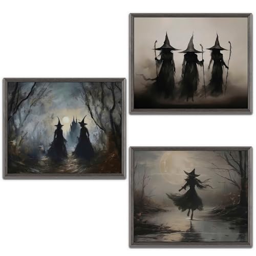 03 Pcs Unframed Vintage Moody Witch Art (Unframed / Ghost 3)
