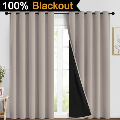 Natural Blackout Curtains 84 Inches Long for Bedroom 70" Wide 2 PCS (70"W x 84"L (Pack of 2) / Natural)