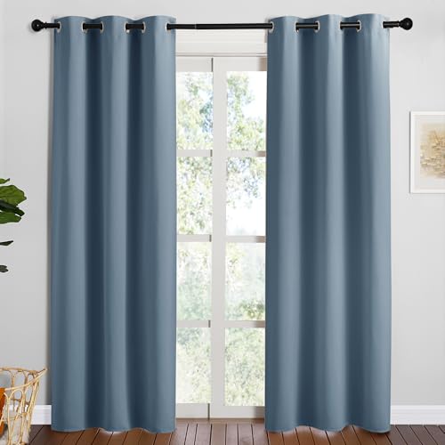 Blackout Curtains for Living Room (Smoky Blue / 42"W x 84"L (Pack of 2))