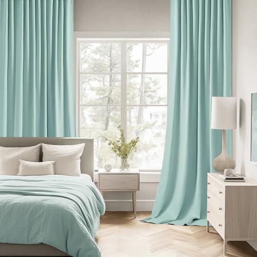Aqua Back Tab Blackout Curtains 52x63 Inches Long 2 Panels Set (Aqua / 52"W x 63"L (Pack of 2))