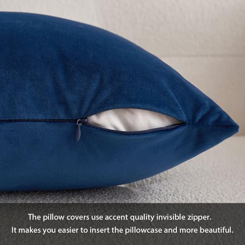 12x20 Inch Lumbar Velvet Throw Pillow Covers Dark Blue (20" x 12" (Pack of 2) / Dark Blue)