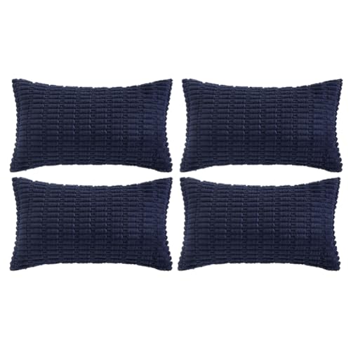 4 Packs Decorative Throw Pillow Covers for Living Room Couch Bed (24" x 16" (Pack of 4) / Navy Blue)