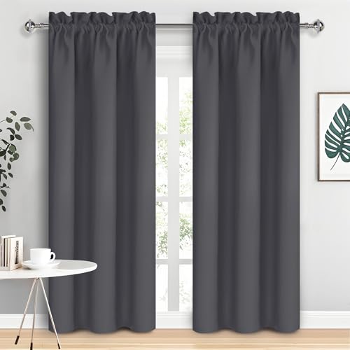 Blackout Curtains for Bedroom 38 x 84 Inch Long Dark Grey 2 Panels (Dark Grey / 38"W x 84"L (Pack of 2))
