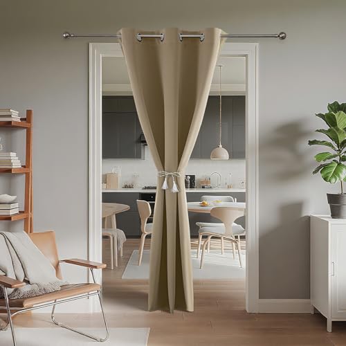 Door Curtain Blackout Curtains for Doorway Privacy Closet Drapes (Light Beige / 52"W x 90"L (Pack of 1))
