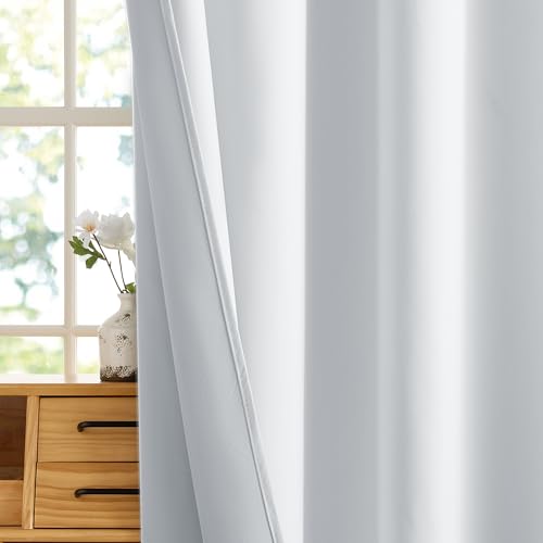 White 100% Blackout Curtains for Bedroom Living Room (100% Blackout - White / 42"W x 72"L (Pack of 2))