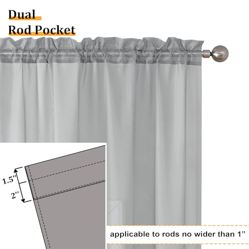 Light Grey Sheer Curtains 45 Inch Length 2 Panels Set (42"W x 45"L (Pack of 2) / Light Grey)