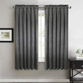 Grey Velvet Kitchen Curtains 63 inch Length Rod Pocket (Neutral Series - Grey / 52"W x 63"L (Pack of 2))
