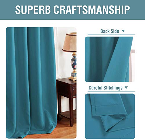 Blackout Thermal Insulated Living Room Curtains 84 inches Long Kids Boys Room Curtains for Bedroom (52"W x 84"L (Pack of 1) / Turquoise Blue)