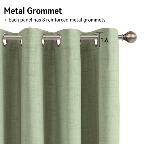 100% Blackout Linen Curtains 84 Inch Long 2 Panels Set (Eden | Sage Green / 50"W x 84"L (Pack of 2))