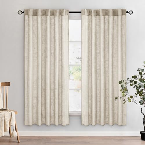 Cream Linen Curtains 52x72 Inch 2 Panels for Bedroom Living Room (Cream / 52"W x 72"L (Pack of 2))