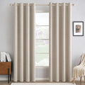 100% Blackout Linen Curtains for Bedroom 52x96 Inches Natural (Natural / 52"W x 96"L (Pack of 2))