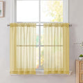 Yellow Short Sheer Kitchen Cafe Curtains 36 x 42 Inch (Yellow / 42"W x 36"L (Pack of 2))