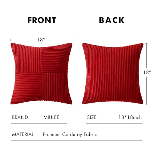 Christmas Red Decorative Throw Pillow Covers for Couch 18x18 Inch (18" x 18" (Pack of 2) / Red)