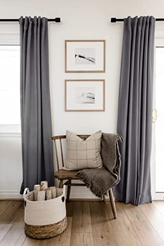 Faux Linen Total Blackout Curtains for Bedroom 84 Inches Long (Graphite | Darkgray / 50"W x 84"L (Pack of 2))