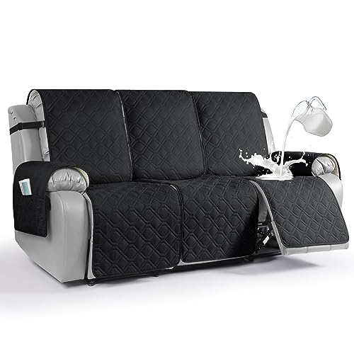 Waterproof Recliner Couch Covers Washable (Black / 3 Seater)