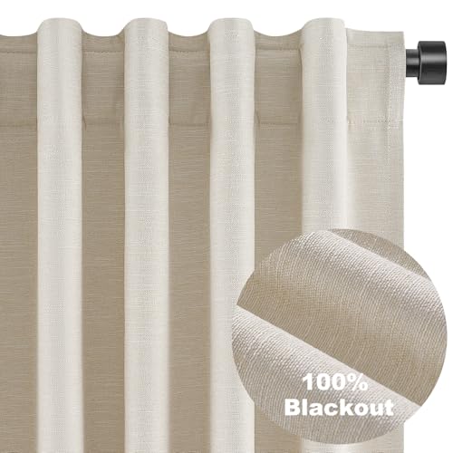 78 Inch Custom Made Curtains for Sliding Door Closet Doors 100% Blackout Curtains for Living Room Bedroom Back Tab Pleated Heat Blocking Insulated Drapes Heat Neutral White (Beige / 52"W x 78"L (Pack of 2))