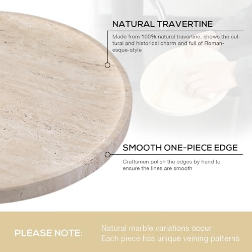 Natural Travertine Tray for Home Decor (Travertine Beige / 9.8")