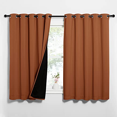 Burnt Orange 100% Blackout Lined Curtains (Burnt Orange / 62"W x 63"L (Pack of 2))