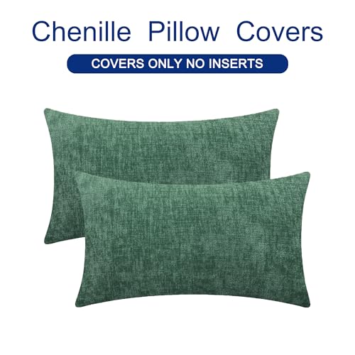 Decorative Couch Throw Pillow Covers 26 X 16 Inches Dark Green (26" x 16" (Pack of 2) / Dark Green)