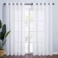 Living Room Window Curtains Sheer Textured 84" Long (White / 70"W x 84"L (Pack of 2))