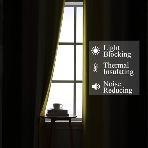 Brown and Yellow Blackout Curtains 52Wx45L Inch 2 Panels (Brown and Yellow / 52"W x 45"L (Pack of 2))