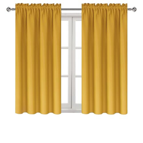 Blackout Curtains for Bedroom Living Room 42 x 45 Inch Long Yellow (Yellow / 42"W x 45"L (Pack of 2))