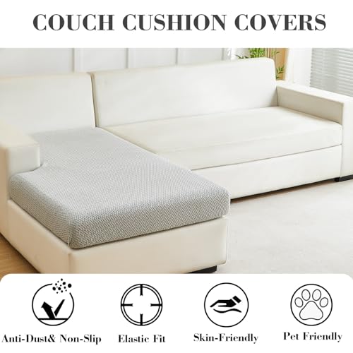 Sofa Covers Couch Covers for Sofa Pet Friendly Couch Cushion Covers Universal Sofa Covers Washable Stretch Slipcovers for Sectional Sofa (Texture Light Gray / Chaise Cover)