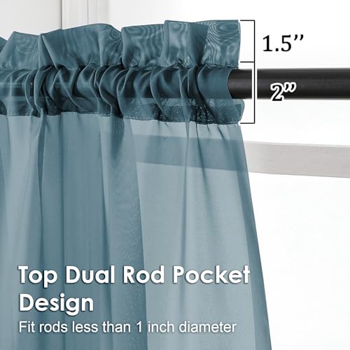 2 Pieces Dusty Blue Sheer Curtains 84 inches Long (Dusty / 42"W x 84"L (Pack of 2))