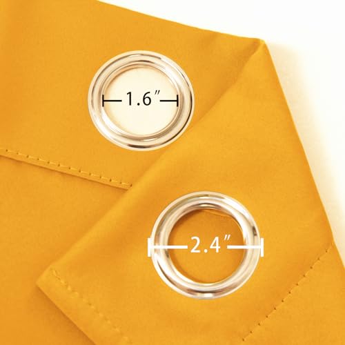 Blackout Curtains 66 x 54 Inch Long Yellow Curtains Set of 2 Panels Room Darkening Curtains for Bedroom and Living Room (Yellow / 66"W x 54"L (Pack of 2))