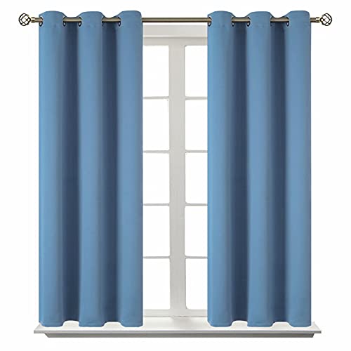 Short Curtains for Small Window 54 Inch Long (Faded Denim / 38"W x 54"L (Pack of 2))
