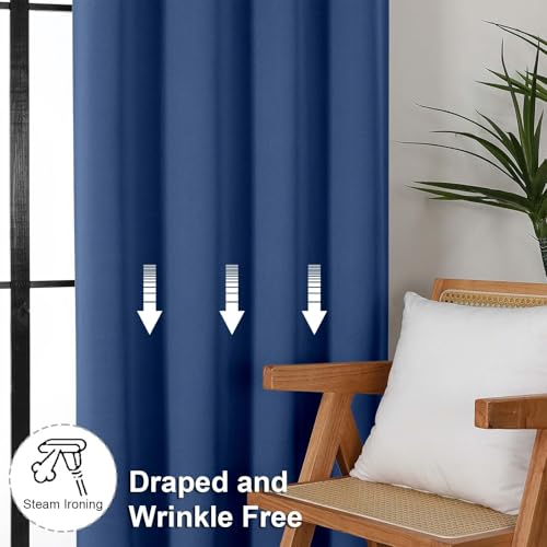 Ava Royal Blue Blackout Curtains for Bedroom 84 Inch Length 2 Panels Set (Royal Blue / 40"W x 84"L (Pack of 2))