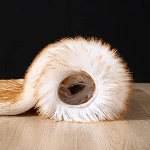 Faux Fur Sheepskin Runner Rug White Yellow 2x6 ft Ultra Soft Shaggy Plush Fluffy Fuzzy Area Carpet Decorative Chair Cover Floor Mat for Bedroom Sofa Living Room Bedside (White and Yellow / 2' x 6' (Runner))