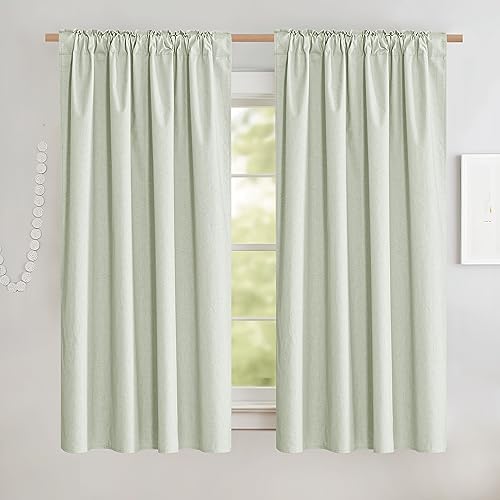 Light Green Blackout Kitchen Curtains 45" Length 2 Panels (Light Green / 52"W x 45"L (Pack of 2))