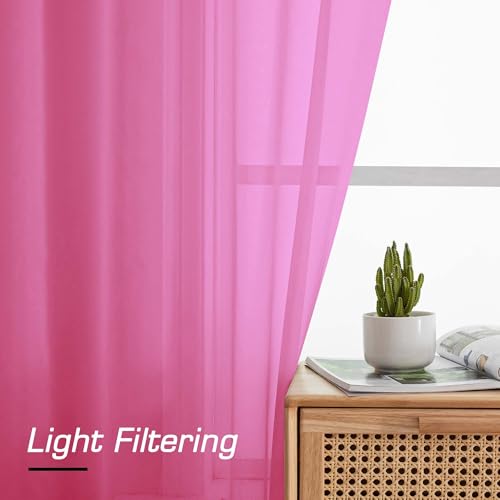 Hot Pink Sheer Curtains 84 Inches Long (Hot Pink / 42"W x 84"L (Pack of 2))