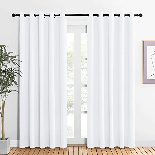 50% Light Blocking Curtain Panels for Bedroom (Pure White / 60"W x 84"L (Pack of 2))