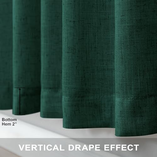 Dark Green Curtains 84 Inch Length for Bedroom 2 Panels Back Tab Pocket Hunter Green Drape Light Filtering Semi Sheer Linen Forest Emerald Green Curtain for Living Room Boho Christmas Decor 52x84 Long (52"W x 84"L (Pack of 2) / Hunter Green)