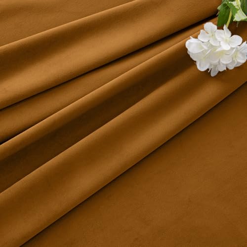 Velvet Curtains 50W x 84L 2 Panels Golden Brown Blackout Curtains (Golden Brown / 50"W x 84"L (Pack of 2))