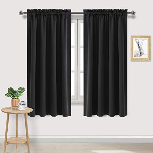 Blackout Curtains for Bedroom Living Room 52 x 63 Inch Long Black (Black / 52"W x 63"L (Pack of 2))