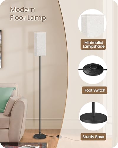 Set of 2 Floor Lamps for Living Room (2Pack Beige + Black)